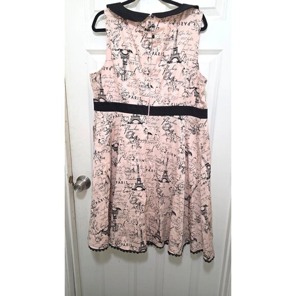 Disney Women's Fary Tale Pink & Black Paris Print Sleeveless Dress Peter Pan Col - Picture 2 of 8